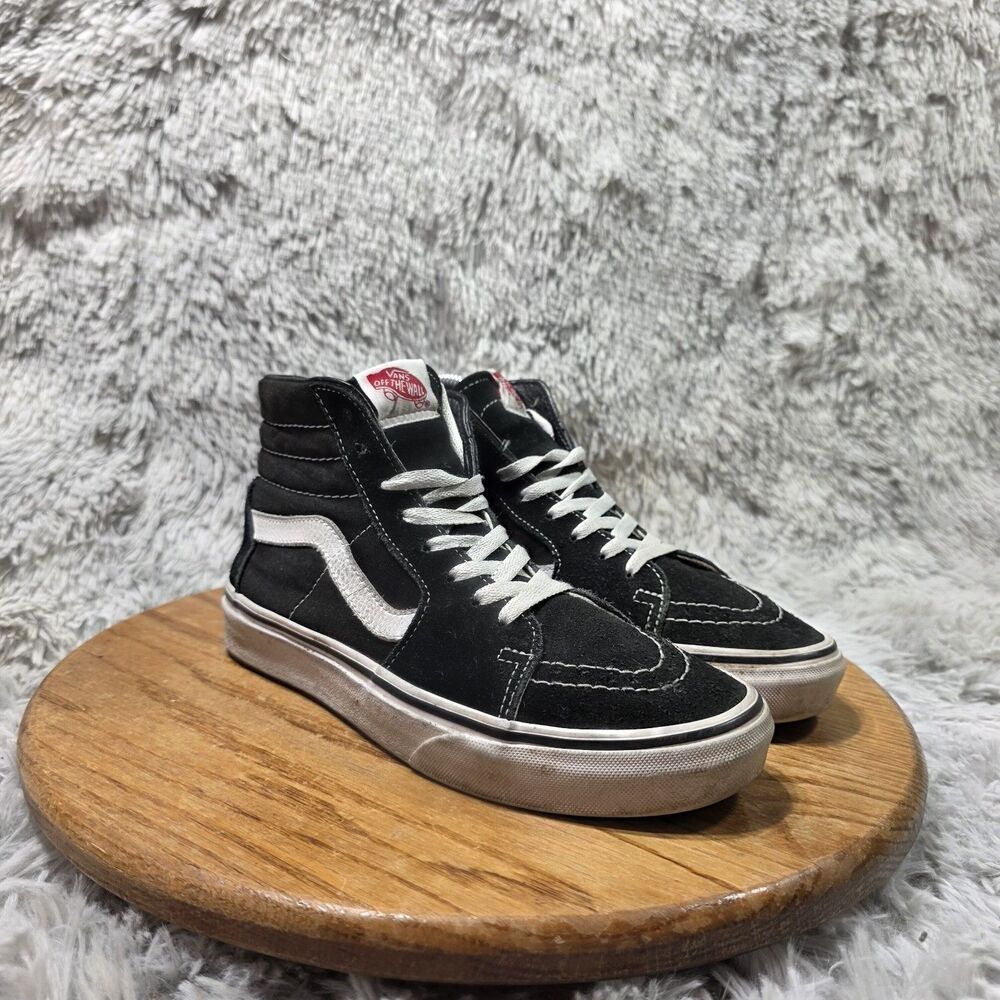 Vans Off The Wall Sneakers Mens 6 Womens 7.5 Sk8 Hi Black Suede Lace Up Shoes